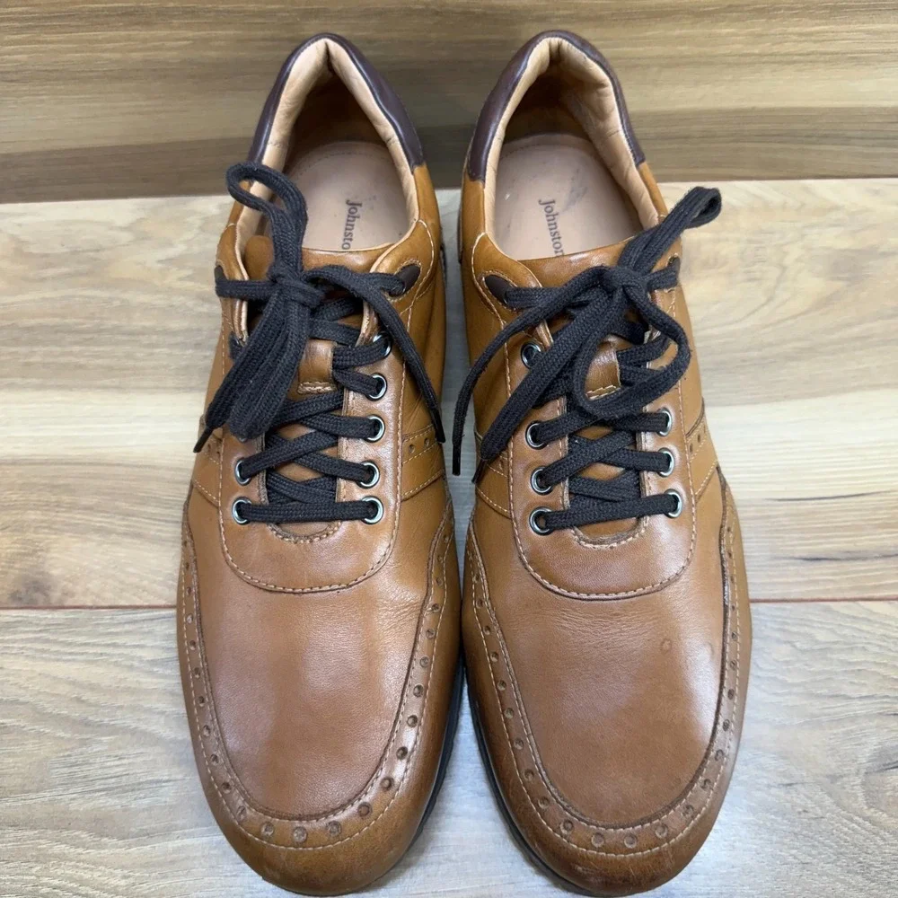 Johnston & Murphy Mens Dress‎ Sneakers 10.5 M Saddle Brown Leather